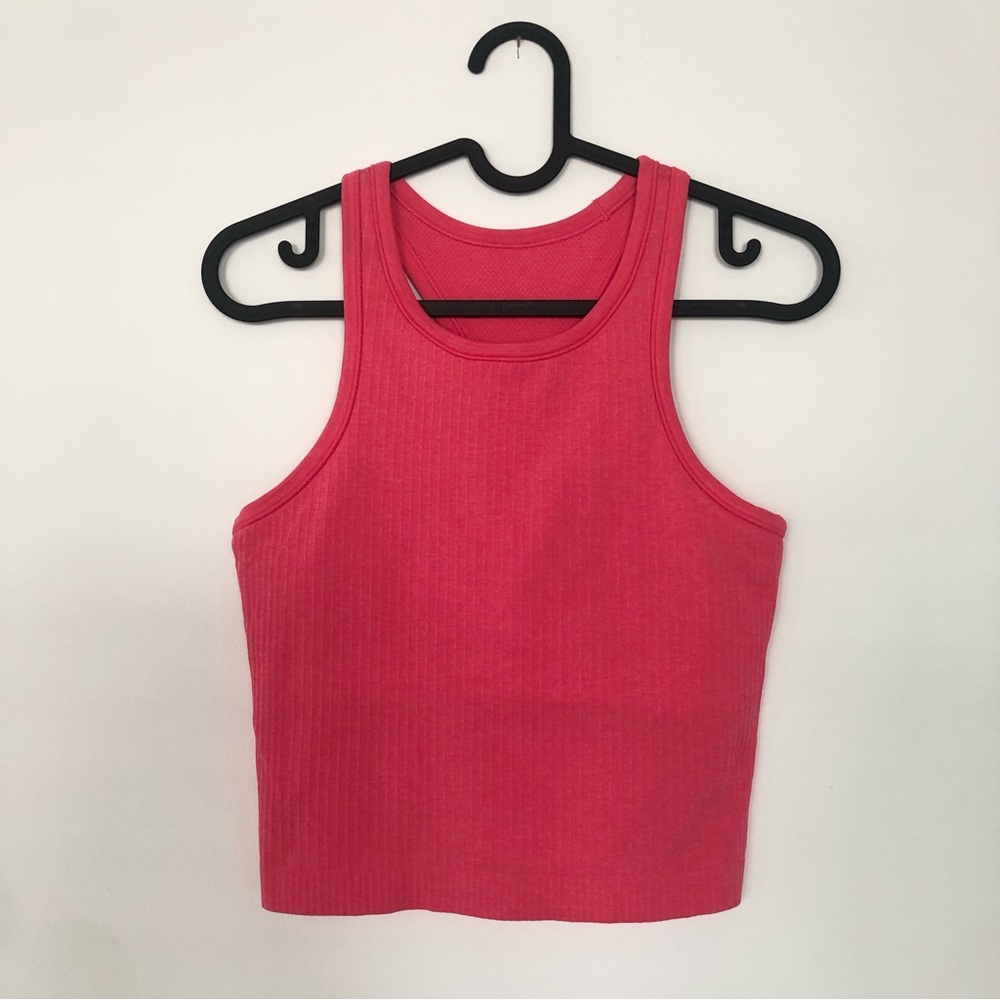 Lululemon Ebb to Street Racerback Cropped Tank Top Bright Pink Size 4